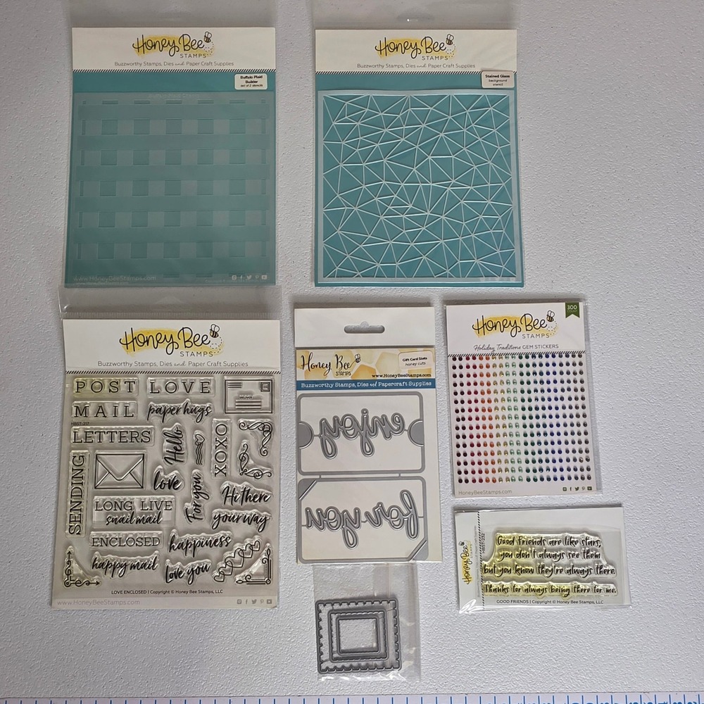 NWT Honey Bee Stamps Craft Lot Stencils Stamps Dies Gems Card Crafting